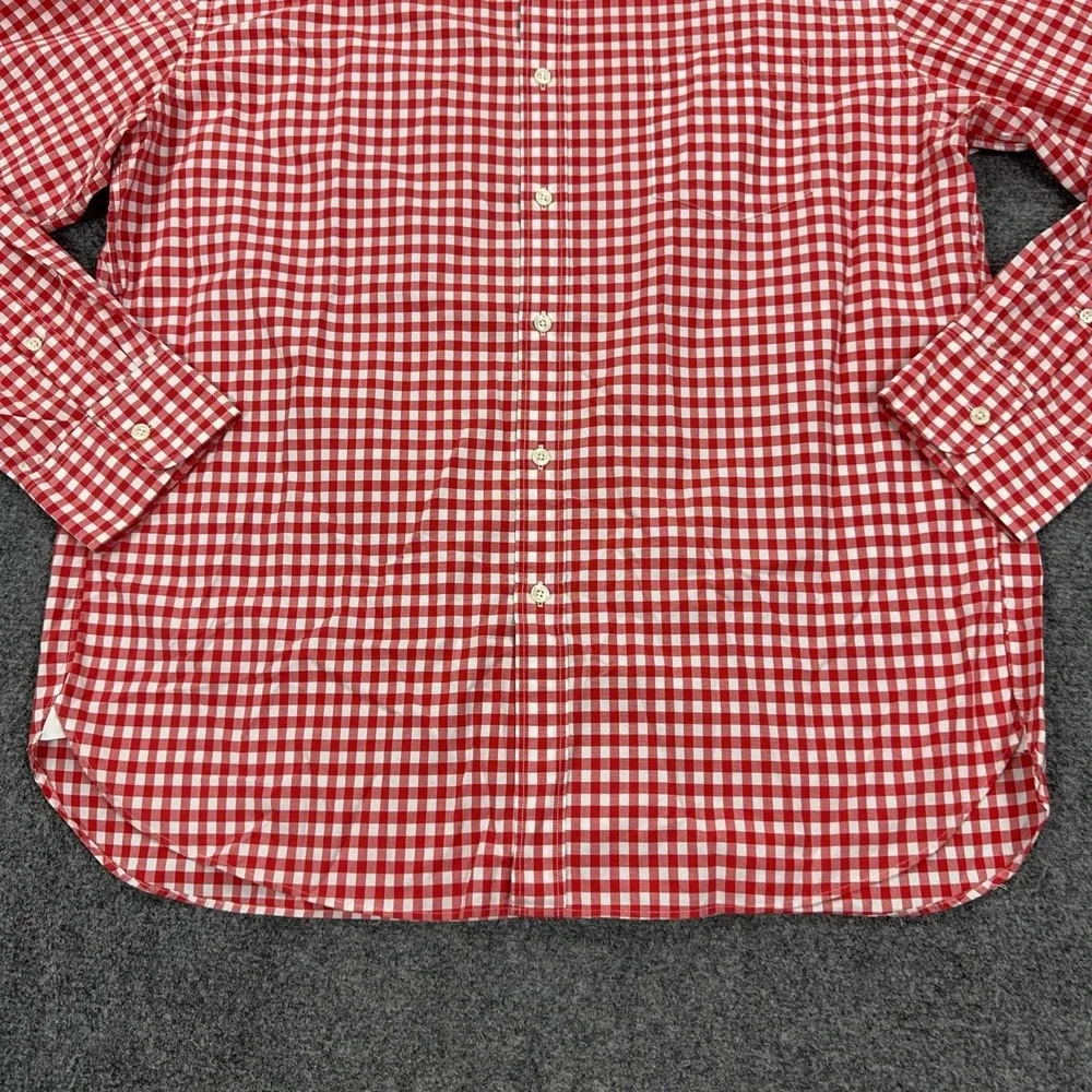 J CREW Shirt Mens XL Red Check 100% Cotton Long Sleeve Button Down Casual